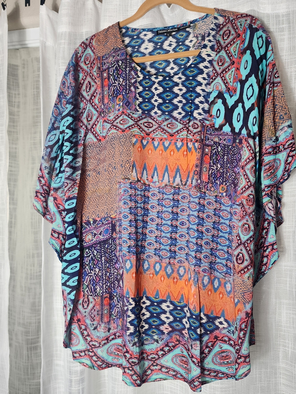 Boho Patchwork Print Women’s Tunic Top - Multicolor